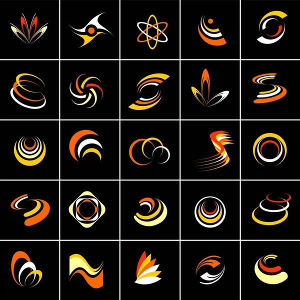 Design elements set. Abstract icons in warm colors. — Stock Vector