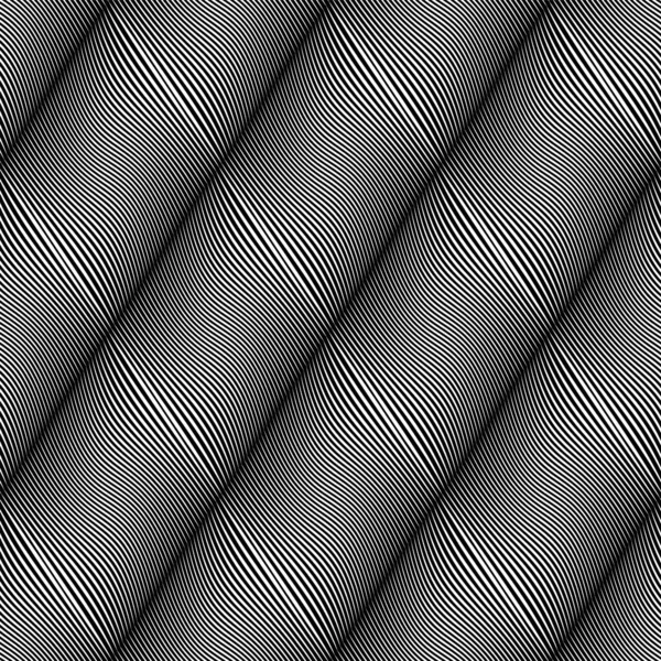 Seamless wavy lines pattern. Diagonal striped texture. 3D illusion. — 스톡 벡터
