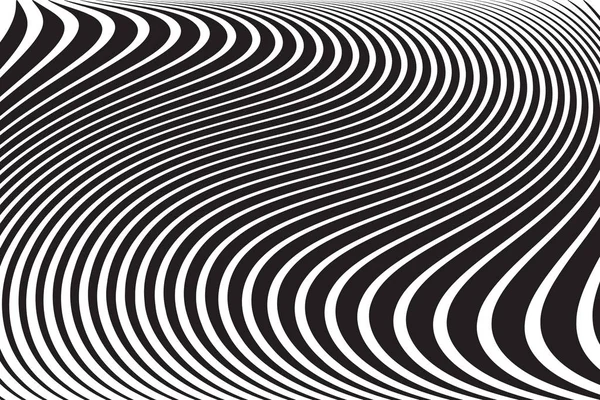 Design abstrato de linhas onduladas. Textura listrada em preto e branco . —  Vetores de Stock