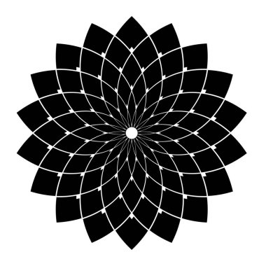 Çember tasarım elemanı. Geometrik çiçek deseni. 