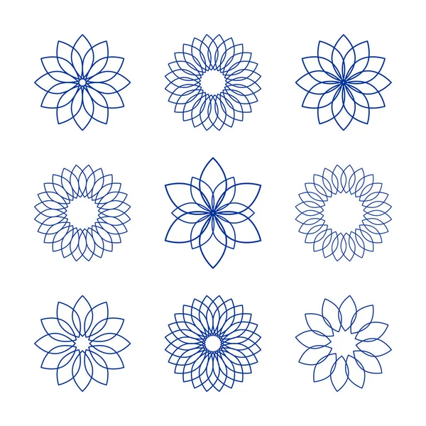 Conjunto de elementos de design. Ícones de flores decorativas . —  Vetores de Stock
