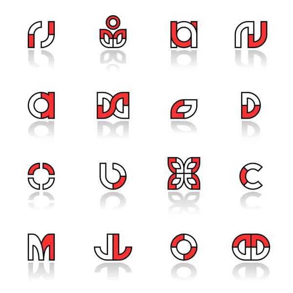 Ontwerpelementen ingesteld. Abstracte rode, zwarte en witte iconen. — Stockvector