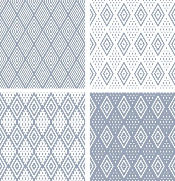 Seamless diamonds patterns. Geometric textures set. — Stock Vector