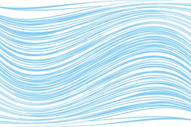 Dalgalı çizgiler, el yapımı doku. Soyut mavi ve beyaz arka plan. Vektör sanatı.