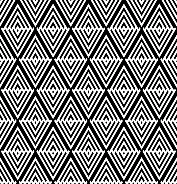 Seamless Geometric Diamonds Pattern Black White Texture Vector Art — Stock Vector