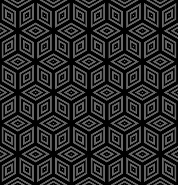 Abstract Seamless Geometric Hexagons Diamonds Pattern Illusion Dark Grey Black — Stock Vector