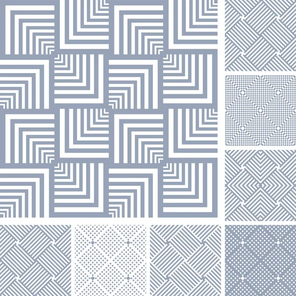 Seamless Geometric Checked Patterns Set Vector Art — Stock Vector