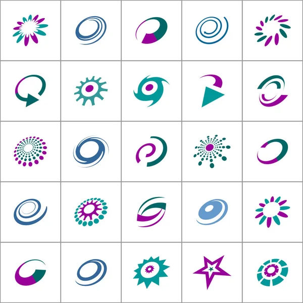 Design Elements Set Arrow Spiral Flower Star Icons Vector Illustration — Stock Vector