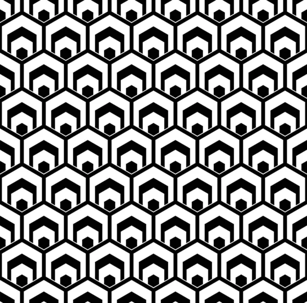 Hexagones Géométriques Abstraits Sans Couture Motif Noir Blanc Art Vectoriel — Image vectorielle