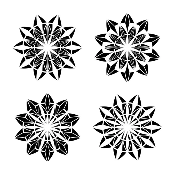 Motifs Floraux Abstraits Cercle Géométrique Décoratif Ensemble Éléments Conception Art — Image vectorielle