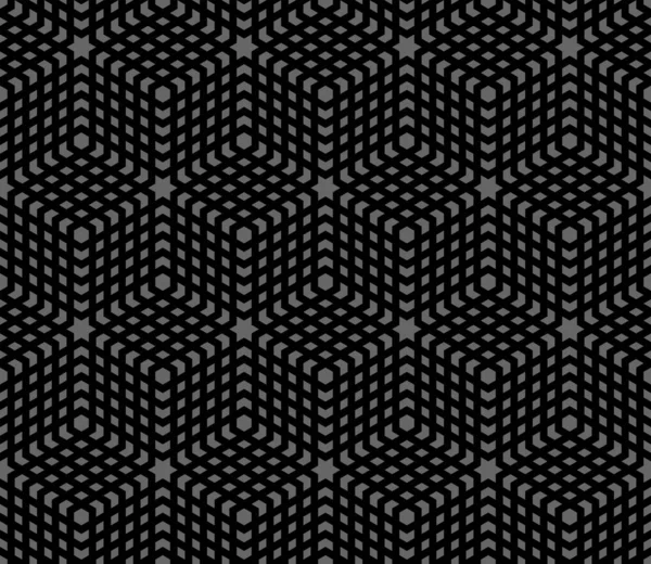 Abstracte Naadloze Geometrische Zeshoeken Patroon Optische Illusie Donkergrijze Zwarte Textuur — Stockvector