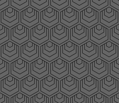 Kusursuz geometrik altıgenler gri ve siyah desenler. Vektör sanatı.