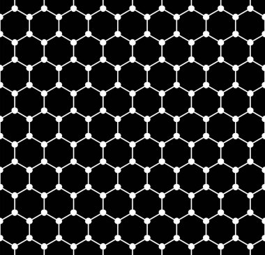 Kusursuz geometrik altıgen deseni. Siyah arkaplanda beyaz şebeke dokusu. Vektör sanatı.