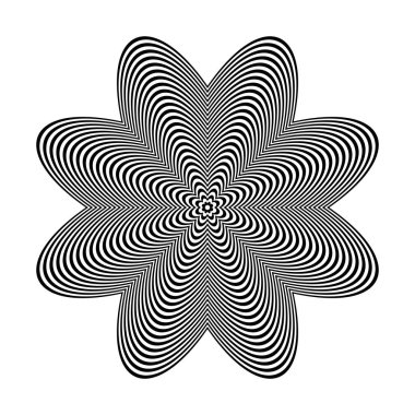 Soyut geometrik tasarım elemanı. Çizgi deseni. Üç boyutlu illüzyon. Vektör illüstrasyonu.