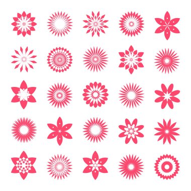 Soyut dekoratif geometrik daire çiçek tasarımı elementleri. Vektör sanatı.