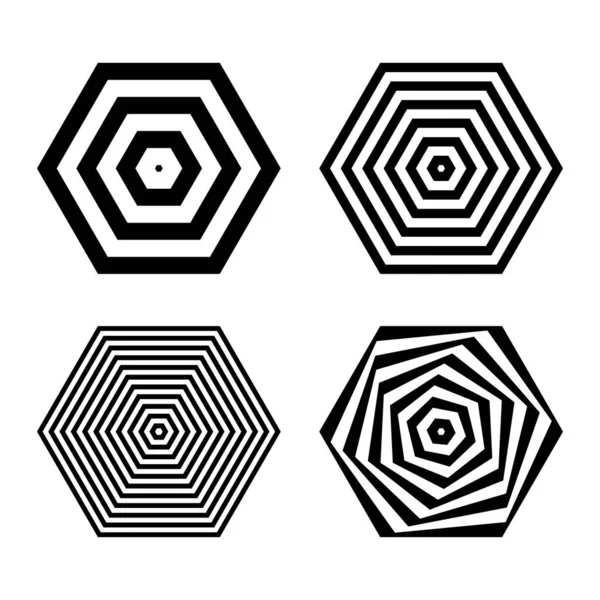 Ícones Geométricos Abstratos Forma Hexágono Conjunto Elementos Design Arte Vetorial — Vetor de Stock