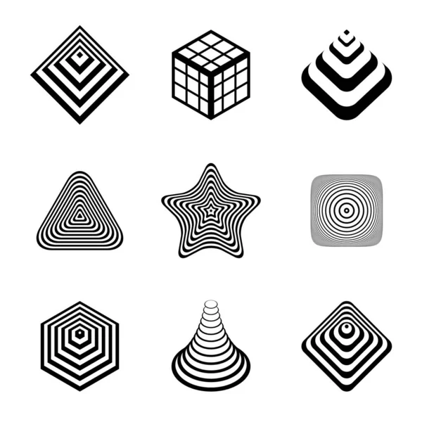 Design Elements Set Abstract Icons Illusion Vector Art — Stock Vector