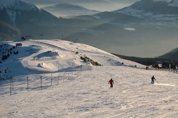 Skiing slopes from the top — Stock Photo, Image