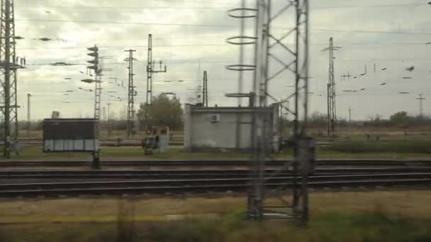 Uitzicht op het raam van treinreis — Stockvideo