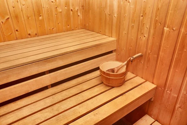 Sauna wooden interior — Stock Photo, Image