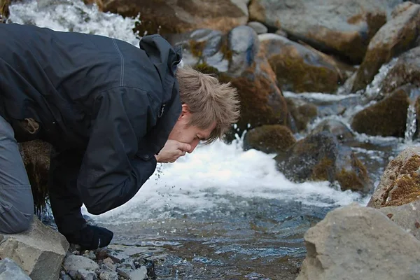 Drinking from a stream — Stock Photo, Image