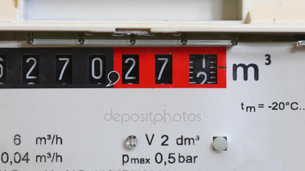 Gas Meter draaien — Stockvideo