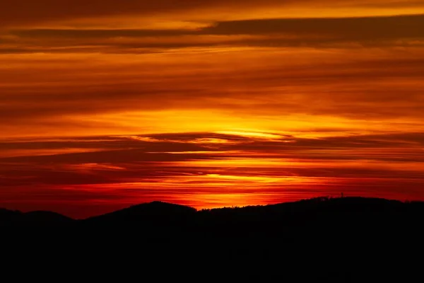 Sunset Hilly Paisagem — Fotografia de Stock