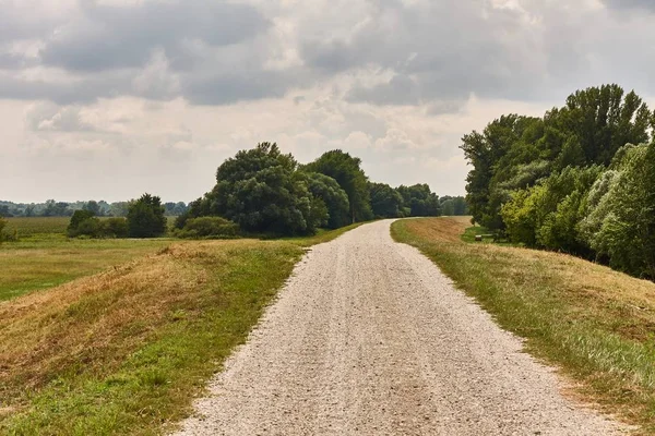 Dirtroad through on a dike — Stock Photo, Image