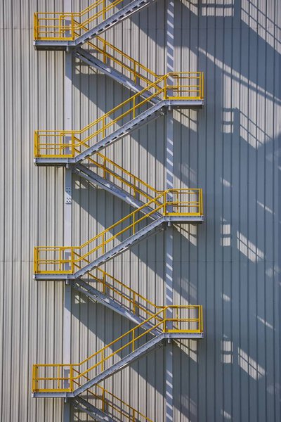 Metal staircase on industrial exterior
