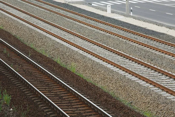 Primer plano de las vías ferroviarias —  Fotos de Stock