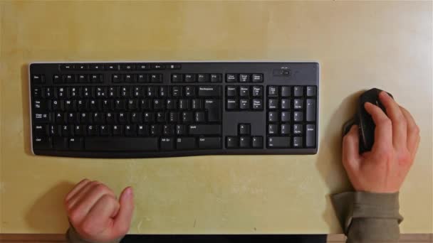 Digitando su una tastiera e usando il mouse — Video Stock