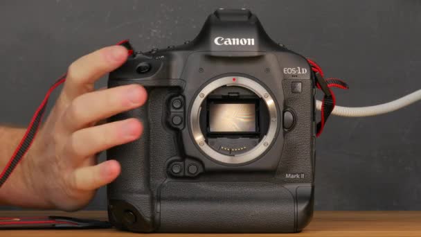 Canon EOS 1Dx marca II ráfaga de alta velocidad — Vídeo de stock