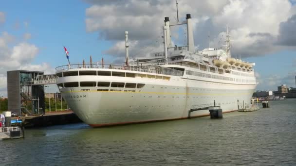 Rotterdamské nábřeží, SS Rotterdam — Stock video