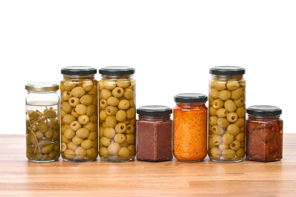 Olives , pesto, dried tomatoes — Stock Photo, Image