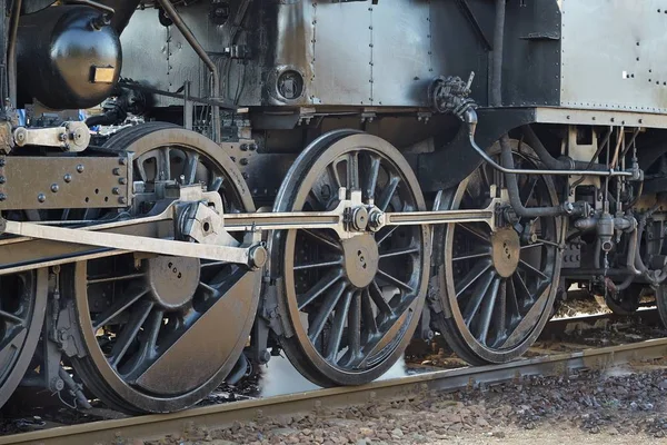 Primer plano de la locomotora de vapor — Foto de Stock