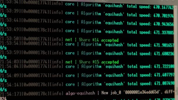 Cryptocurrency mining calculation — Stock Video