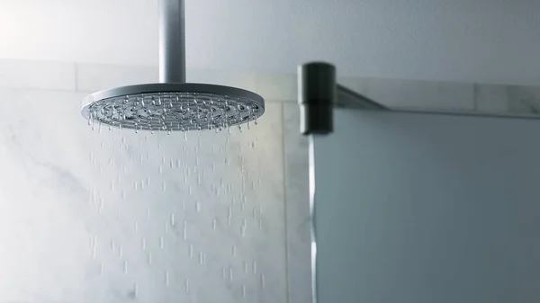 Shower water flowing