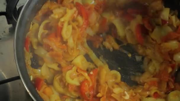 Matlagning vegetabiliska Lecho — Stockvideo