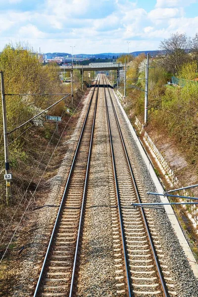 Fusão de trilhas ferroviárias — Fotografia de Stock