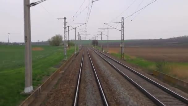 Viaggio ferroviario vista posteriore — Video Stock