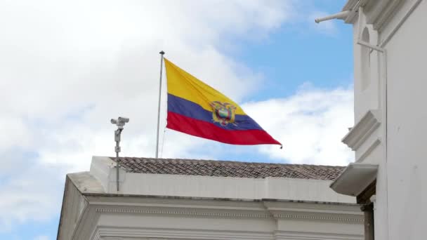 厄瓜多尔国旗迎风飘扬 — 图库视频影像