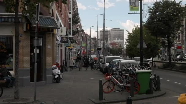 Amsterdam street view am Abend — Stockvideo