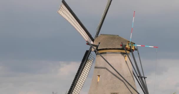 Molino de viento tradicional en los Países Bajos — Vídeo de stock