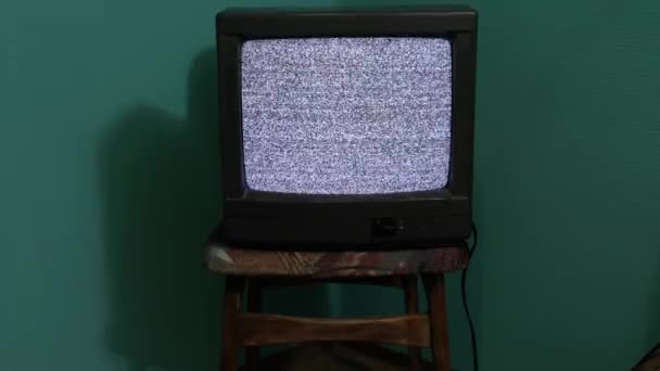 Gammal TV ingen signal — Stockvideo