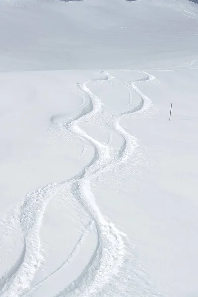 Stok narciarski ze świeżymi zakrętami — Zdjęcie stockowe