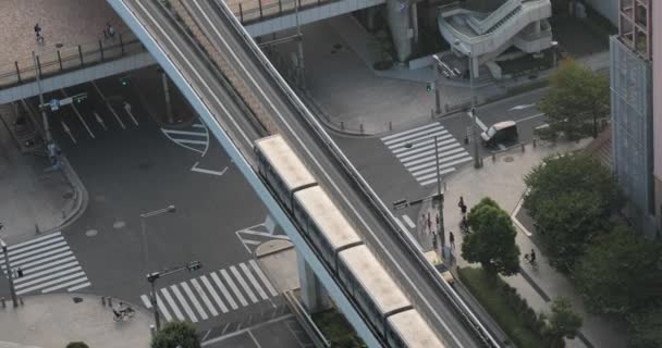 Trein in Toky vanaf een station — Stockvideo