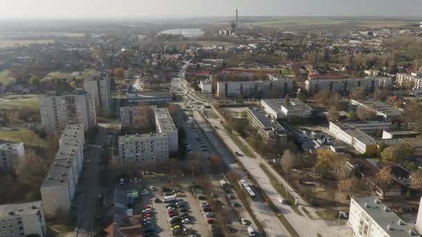 Town aerial view, Tatabanya — Stock Video