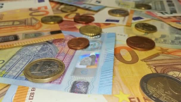 Fondo de billetes en euros — Vídeos de Stock