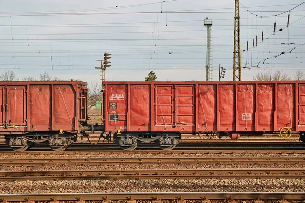 Vagões de comboio de mercadorias — Fotografia de Stock