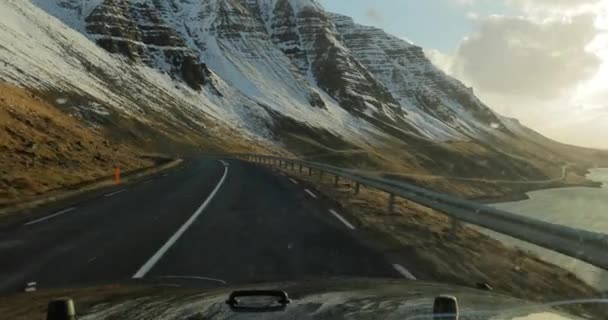 Conducir en Islandia, Nieve — Vídeos de Stock